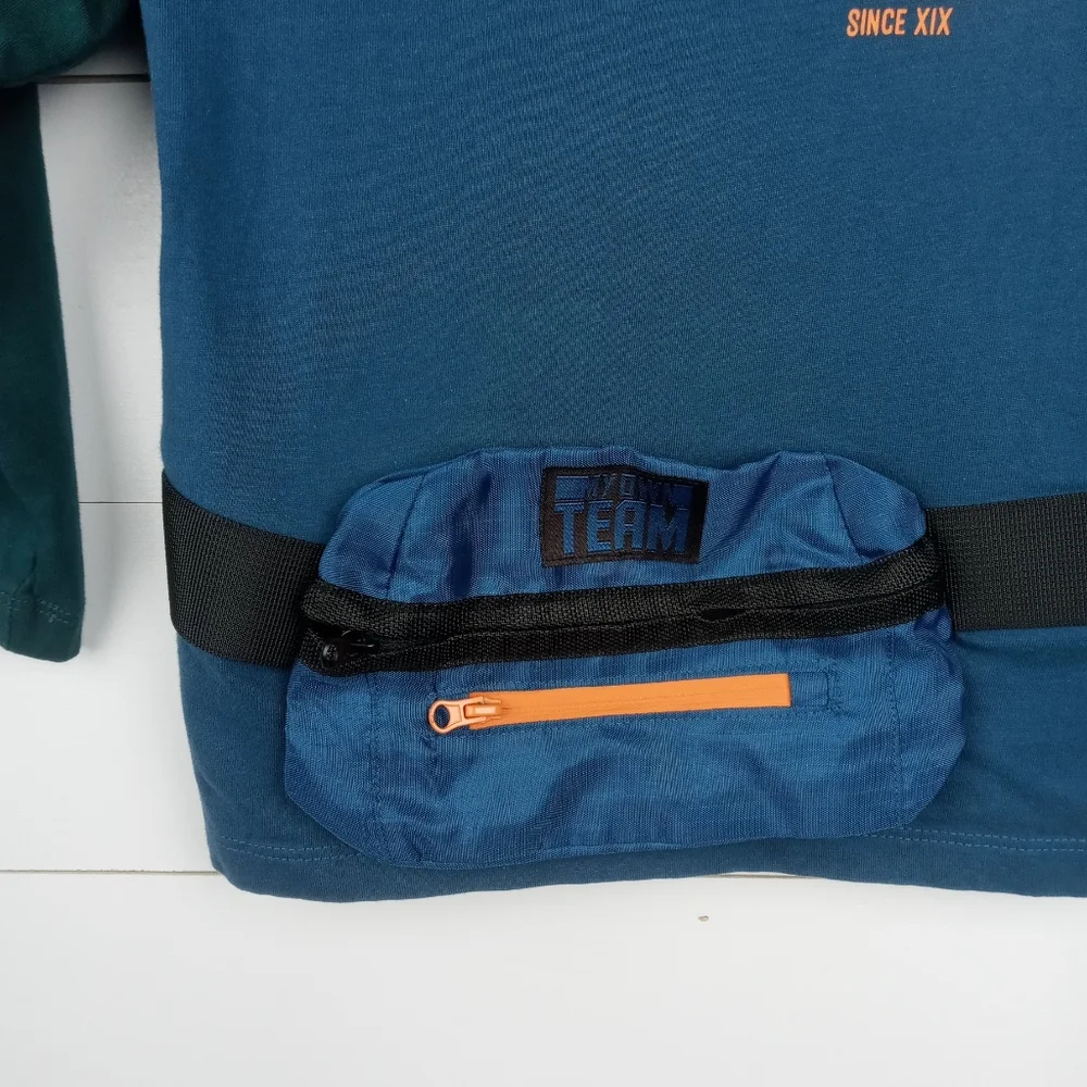 Zara boys size 6 teal and hunter green fannie pack shirt long sleeve